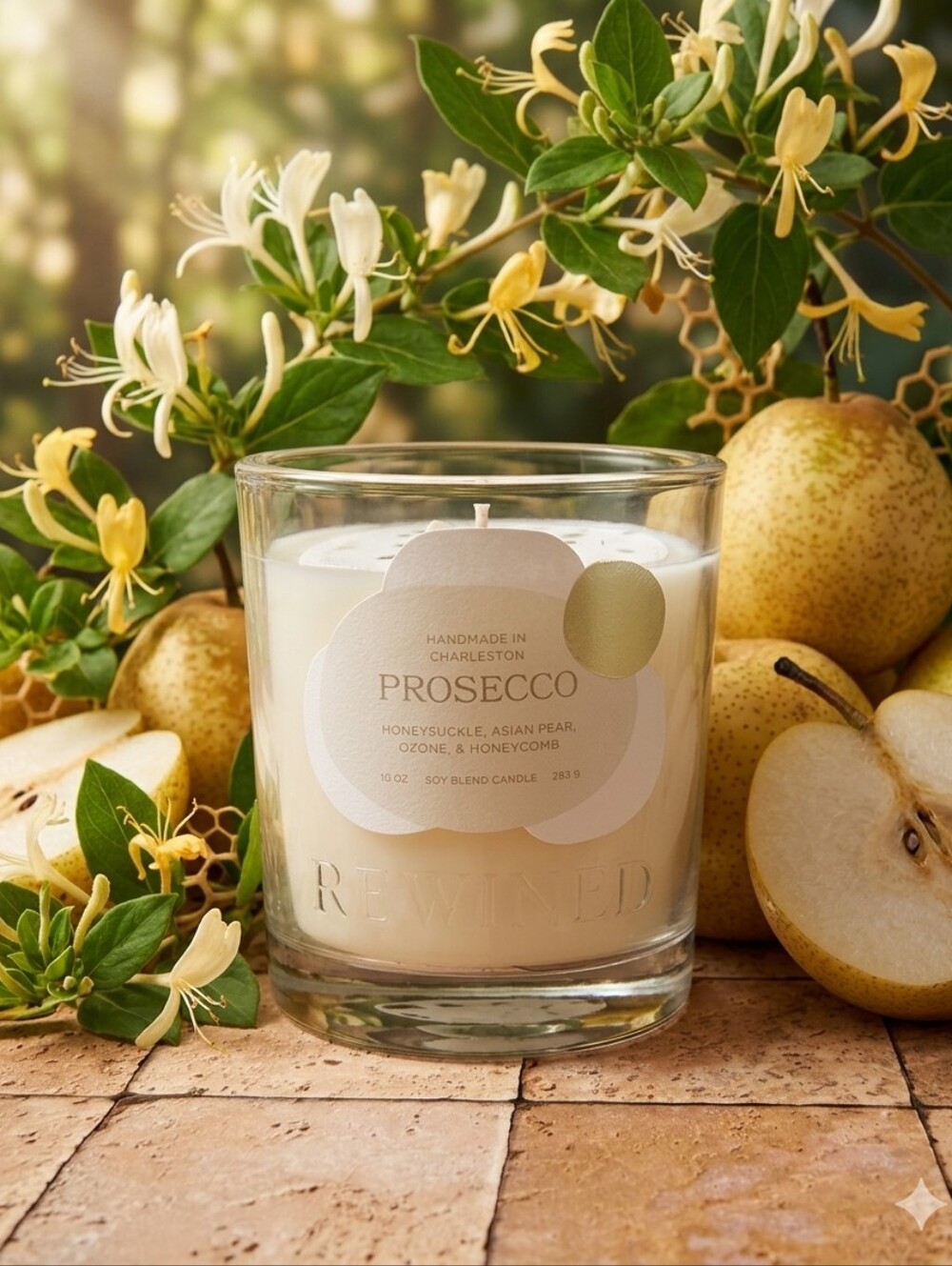 Prosecco Scented Glass Soy Blend Candle Large 10oz New With Tags